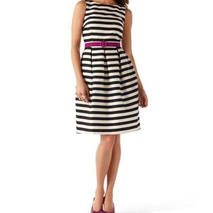 White House Black Market Striped Belted Dress